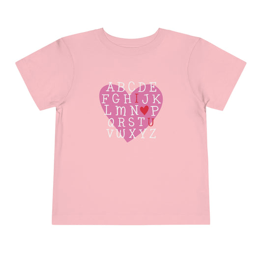 Alphabet Valentine's Shirt Bella+Canvas 3001T Toddler Short Sleeve Tee