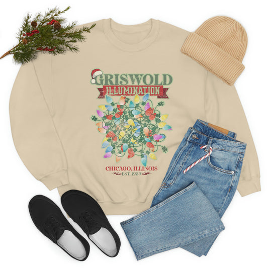 Griswold Illuminations Christmas Shirt Womens Unisex Heavy Blend Crewneck Sweatshirt